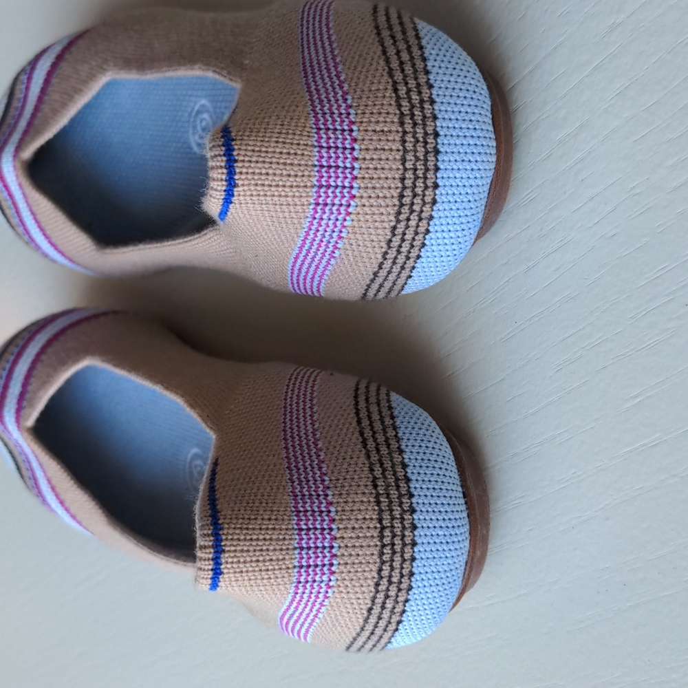 💕 Rothy's Merino Wool Flat in Camel Ribbon Stripe Merino Wool Size 6.5 - Picture 6 of 10
